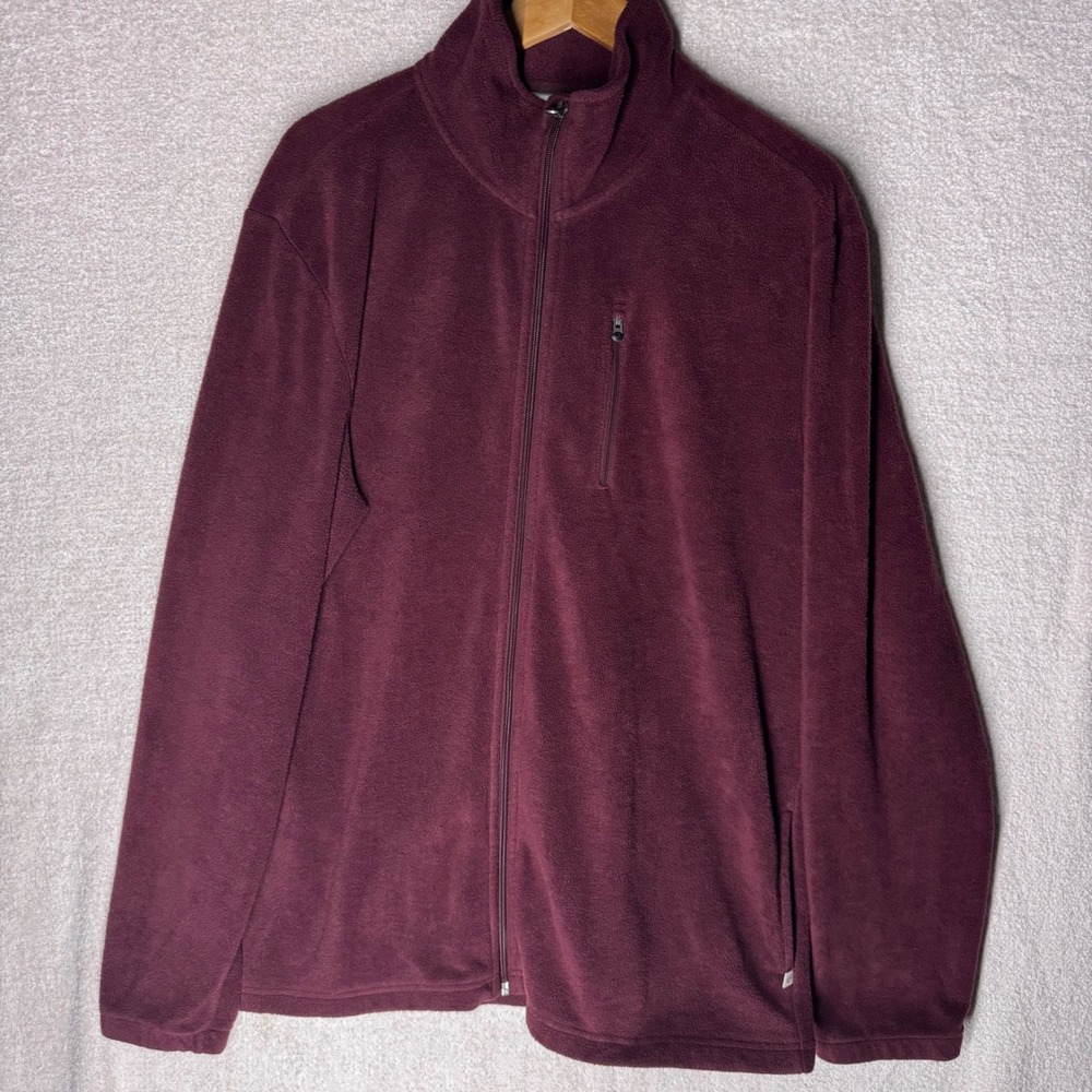 Magellan Outdoors Men's XL Burgundy Full Zip Fleece Jacket Chest Pocket